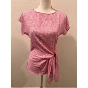 Michael Kors Womens Side-Tie Blouse Top Charming Pink Bouquet Floral XXS New B03